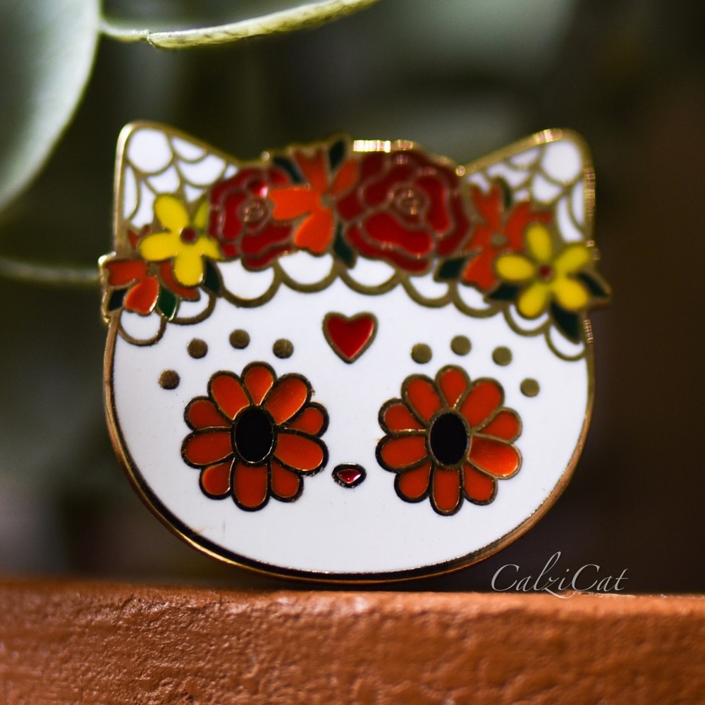 Dia De Los Muertos Cat Pin